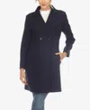 White Mark Plus Size Classic Walker Coat In Blue