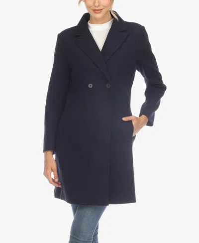 White Mark Women's Classic Walker Coat In Navy