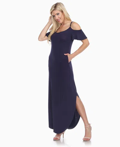 White Mark Women's Cold Shoulder Full Length Maxi Dress
