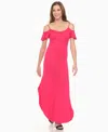 White Mark Women's Cold Shoulder Full Length Maxi Dress In Pink