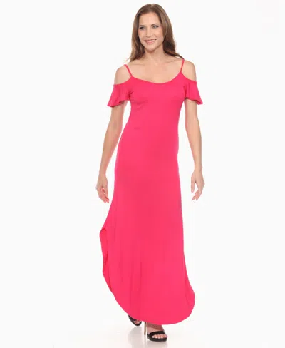 White Mark Women's Cold Shoulder Full Length Maxi Dress
