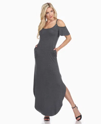 White Mark Women's Cold Shoulder Full Length Maxi Dress