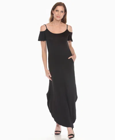 White Mark Women's Cold Shoulder Full Length Maxi Dress