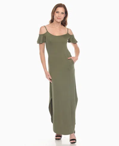 White Mark Women's Cold Shoulder Full Length Maxi Dress