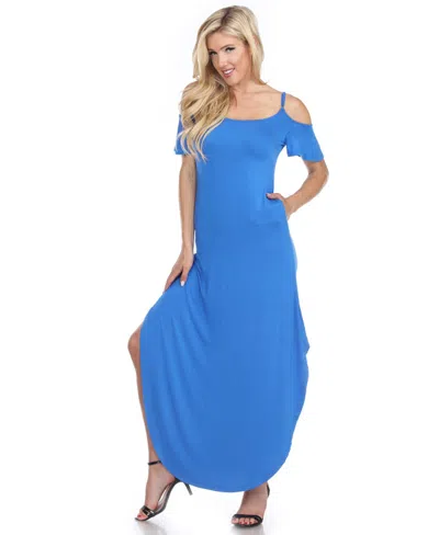 White Mark Women's Cold Shoulder Full Length Maxi Dress