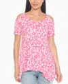 White Mark Plus Size Cold Shoulder Leopard Print Short Sleeve Knit Top In Pink