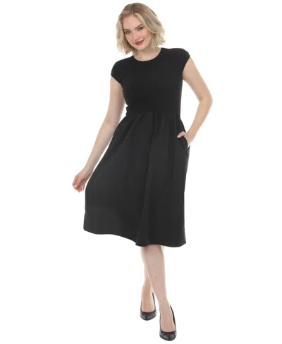 White Mark Women's Crew Neck Midi Dress In Yellow