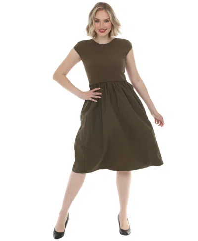White Mark Women's Crew Neck Midi Dress In Black