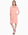 White Mark Plus Size Short Sleeve Crisscross Neck A-line Dress In Pink