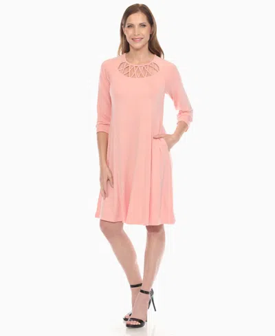 White Mark Women's Criss Cross Neckline A-line Dress In Pink