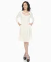 White Mark Women's Criss Cross Neckline A-line Dress In White