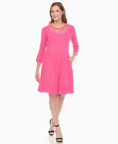 White Mark Women's Criss Cross Neckline A-line Dress