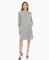 White Mark Women's Criss Cross Neckline A-line Dress In Gray