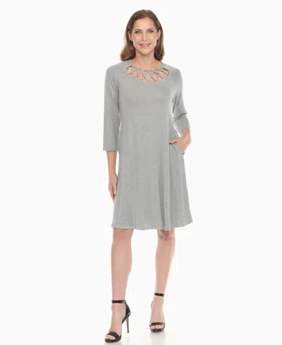 White Mark Women's Criss Cross Neckline A-line Dress