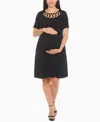 White Mark Women's Crisscross Neckline Maternity Dress In Black