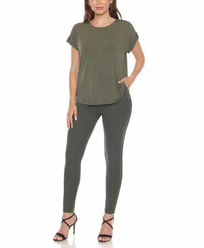 White Mark Women's Dolman Short-sleeve Top And Scuba Pants Set In Green