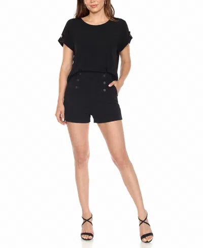 White Mark Women's Dolman Top And Shorts Set In Black