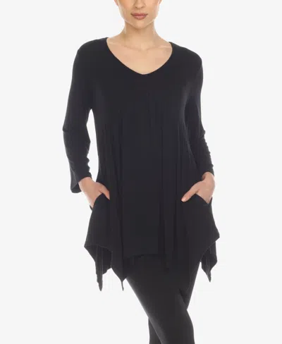 White Mark Women's Maternity Empire Waist V-neck Tunic Top In Navy