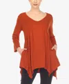 White Mark Women's Maternity Empire Waist V-neck Tunic Top In Orange