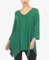 White Mark Women's Maternity Empire Waist V-neck Tunic Top In Green