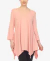 White Mark Women's Maternity Empire Waist V-neck Tunic Top In Rose