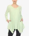 White Mark Women's Empire Waist Tunic Top In Sage