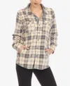 White Mark Women's Flannel Plaid Shirt In Neutral