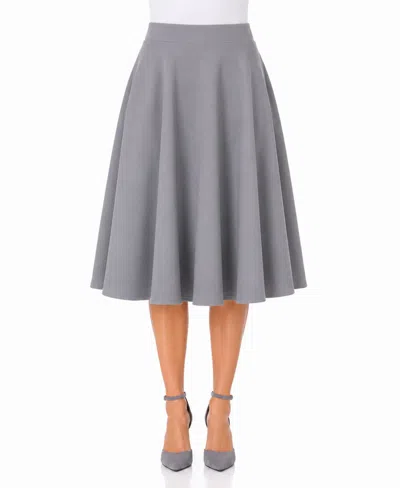 White Mark Women's Flared Pull-on Midi Skirt In Gray