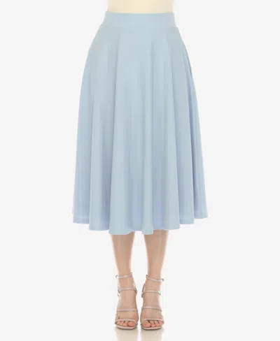 White Mark Women's Flared Skirt With Pockets In Baby Blue