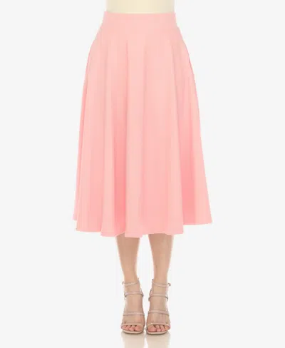 White Mark Women's Flared Skirt With Pockets In Cotton Pink
