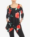 White Mark Women's Floral Printed Cold Shoulder Tunic Top In Multi