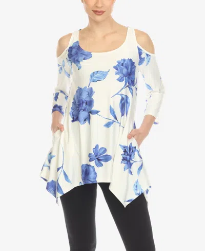 White Mark Women's Floral Printed Cold Shoulder Tunic Top In Multi