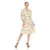 White Mark Women's Floral Short Sleeve Knee Length Dress In White