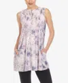 White Mark Women's Floral Sleeveless Tunic Top In Lavender