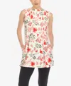 White Mark Women's Maternity Floral Sleeveless Tunic Top In Red