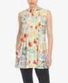 White Mark Women's Maternity Floral Sleeveless Tunic Top In Sage