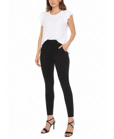 White Mark Women's Flutter-sleeve Top And Scuba Pants Set In White