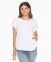 White Mark Plus Size Folded Short Sleeve Solid Top In Animal Print