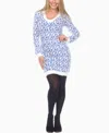 White Mark Women's Fuzzy Knit Sweater Dress In Blue