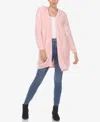 White Mark Women's Hooded Open Front Sherpa Coat In Pink