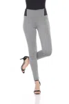 White Mark Women's Jacquard Slim Pants In Grey Row In Multi