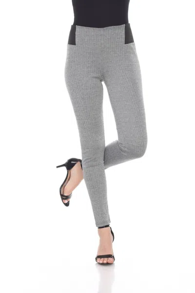 White Mark Women's Jacquard Slim Pants In Grey Row In Multi