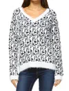 White Mark Women's Leopard Sweater In Black In Black