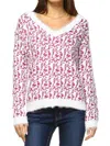 White Mark Women's Leopard Sweater In Fuchsia In White