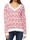 White Mark Women's Leopard Sweater In Red In Red