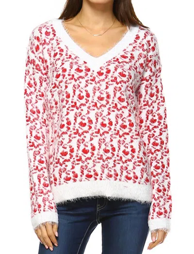 White Mark Women's Leopard Sweater In Red