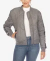White Mark Plus Size Diamond Quilted Puffer Bomber Jacket In Gray