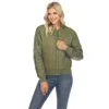 White Mark Women's Lightweight Diamond Quilted Puffer Bomber Jacket In Green