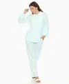 White Mark Women's Long Sleeve Button Down Cotton Gauze Set In Green