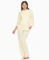 White Mark Women's Long Sleeve Button Down Cotton Gauze Set In Neutral